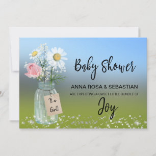 *~* Floral Rustic Gender Mason Jar Baby Shower  Invitation