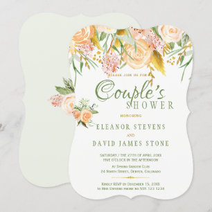 Floral rustic gold sage elegant couples shower invitation