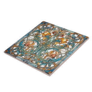 Floral Rustic Indigo Azulejo Tiles