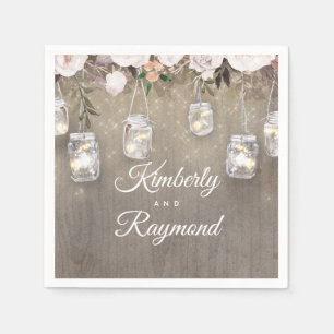 Floral Rustic Mason Jar Lights Napkin