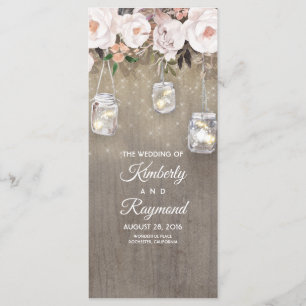 Floral Rustic Mason Jar Lights Wedding Programs
