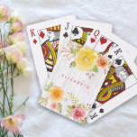 Floral rustic pink yellow watercolor, white wood playing cards<br><div class="desc">Add your sense of special style to game time with these beautiful, rustic, romantic, vintage floral custom name playing cards. Yellow, pink, red and orange watercolor flowers and white typography overlay a white wood background. Add your name to personalize. Makes a fun and shabby chic statement every time you use...</div>