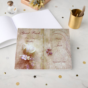 Floral Rustic Purple Brown Vintage Wedding Guest Book