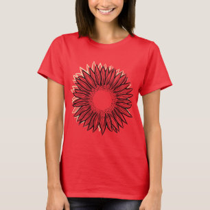 Floral Rustic Sunflower Hand Drawn T-Shirt