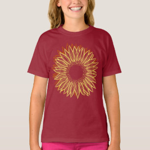 Floral Rustic Sunflower Light Hand Drawn T-Shirt