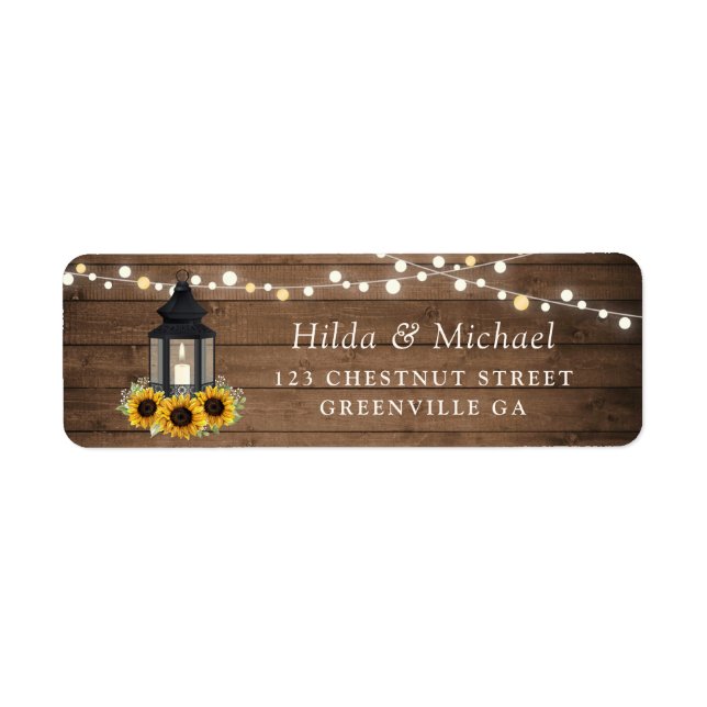 Floral Rustic Sunflower Wood Lantern String Lights (Front)