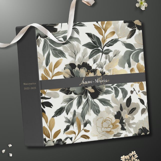 Floral rustic vintage elegant grey binder (Creator Uploaded)