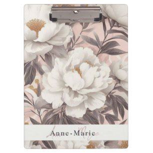 Floral rustic vintage elegant grey clipboard