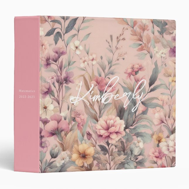 Floral rustic vintage elegant pink binder (Front/Spine)