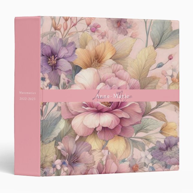Floral rustic vintage elegant pink binder (Front/Spine)