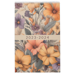 Floral rustic vintage elegant stylish calendar