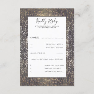 Floral Rustic Vintage Wedding RSVP Card