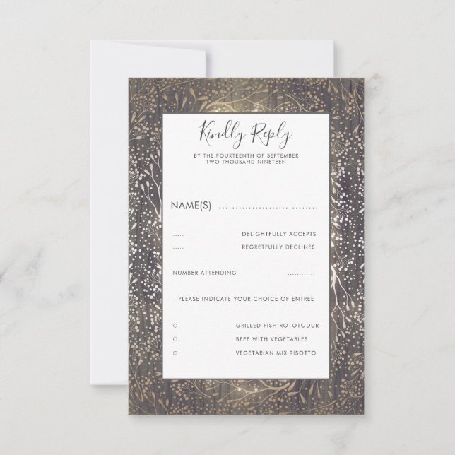 Floral Rustic Vintage Wedding RSVP Card (Front)