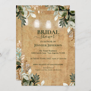 Floral Rustic Wood Bridal Shower Invitation