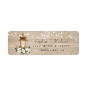 Floral Rustic Wood Lantern Magnolia String Lights