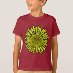Floral Rustic Yellow Sunflower Hand Drawn T-Shirt