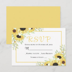 Floral Rustic Yellow Sunflowers Wedding RSVP Card