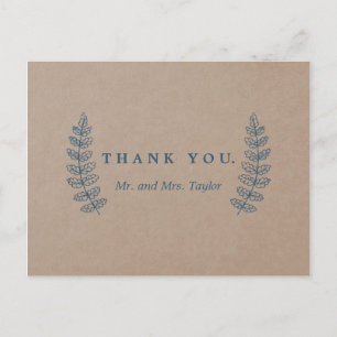 Floral rustique Carte postale Merci Faux Kraft