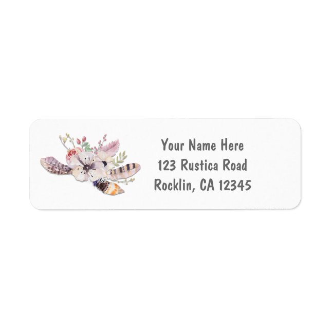 Floral Rustique & Feathers Invitation Boho Chic (Devant)