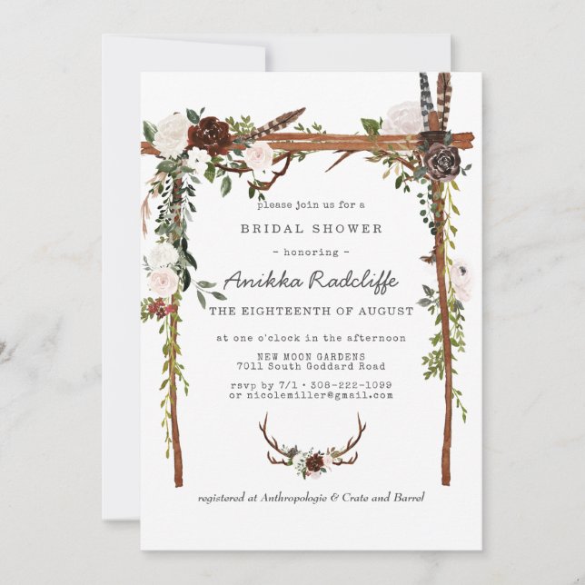 Floral rustique | Invitation de douche nuptiale (Devant)