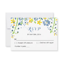 Floral rustique | R S V P Carte de réponse Marine