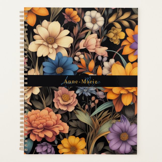 Floral rustique vintage élégant noir (Devant)