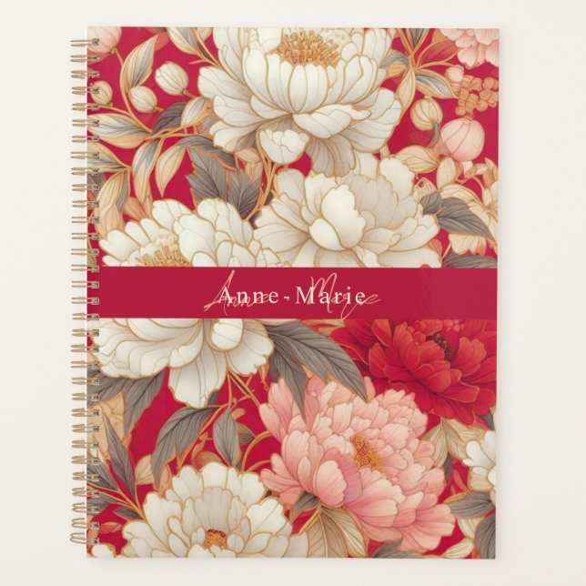 Floral rustique vintage élégant rouge (Devant)