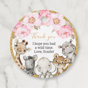 Floral Safari Animals Baby Shower Thank you Favour Tags