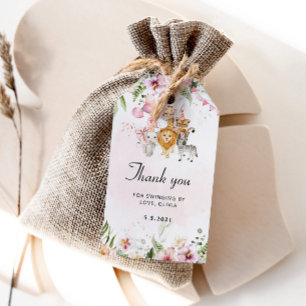 Floral Safari birthday thank you tag