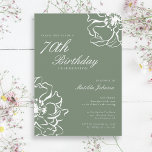 Floral Sage 70th Birthday Party Invitation<br><div class="desc">Floral Sage 70th Birthday Party Invitation. Invite guests to celebrate in style with this elegant milestone birthday invitation, featuring a simple yet sophisticated sage floral design. The soft hues and clean layout create a timeless look that's perfect for any special occasion. Ideal for those who appreciate beauty in simplicity, this...</div>