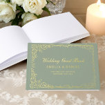 Floral Sage Green Gold Vintage Wedding Guest Book<br><div class="desc">Capture memories in timeless elegance with our Vintage Victorian Floral Wedding Foil Guest Book. Featuring intricate floral designs and luxurious foil accents, this guest book exudes classic charm and sophistication. Perfect for preserving heartfelt messages from your loved ones, it blends old-world beauty with modern craftsmanship. The high-quality materials and refined...</div>