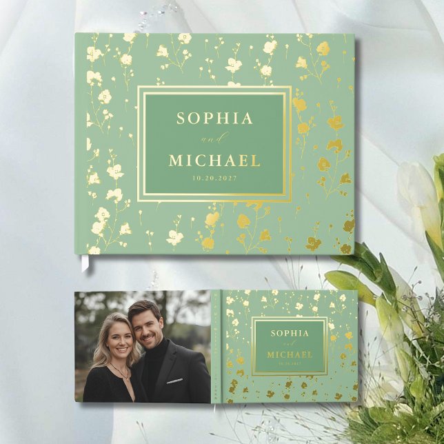 Floral Sage Green Guest Book Elegant Template (Creator Uploaded)