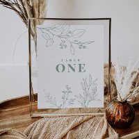 Floral Sage Green Table Numbers Poster