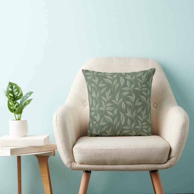 Floral Sage Green Throw Pillow (Chair)