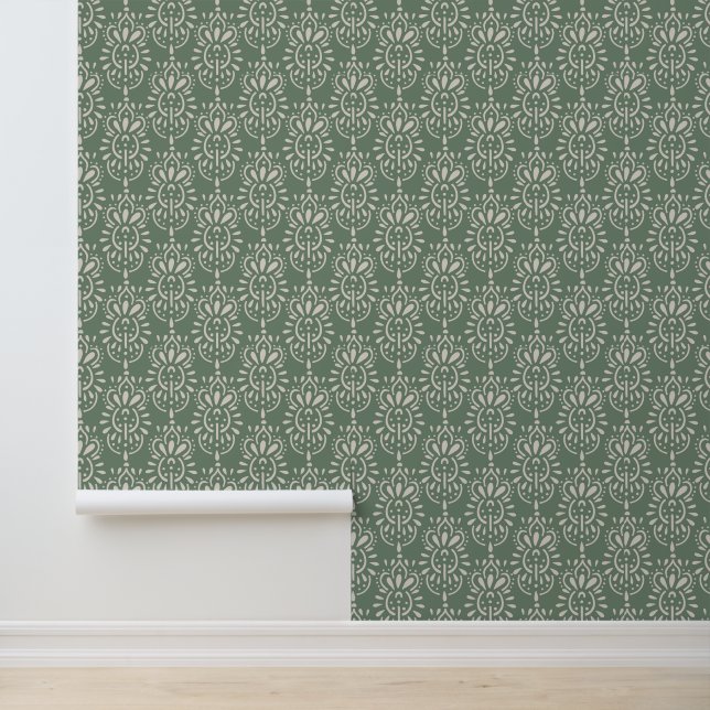 Floral Sage Green Wallpaper (Application)