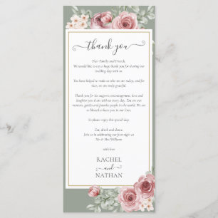 Floral Sage Green Wedding Thank You Place Card
