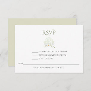 Floral Sage Watercolor QR Code Wedding  RSVP Card