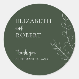 Floral Sage Wedding Script Elegant Minimal Simple Classic Round Sticker