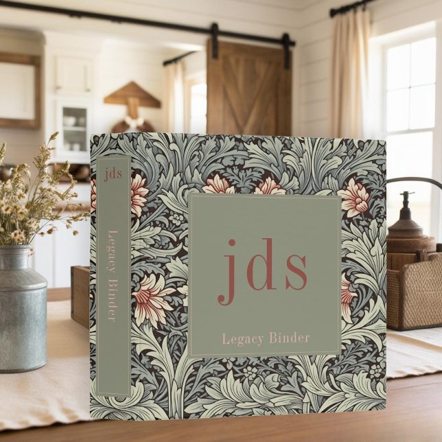 Floral Sage William Morris End of Life Planner Binder (Floral Sage William Morris End of Life Planner 3 Ring Binder)