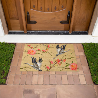 Floral Sand Hill Cranes Birds Nature's Beauty Doormat