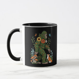 Floral Sasquatch Nature Guardian Botanical Art  Mug