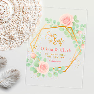 Floral save the date acrylic invitations