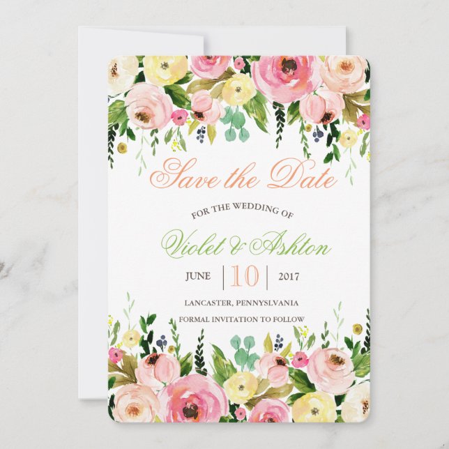 Floral Save the Date Invitation (Front)