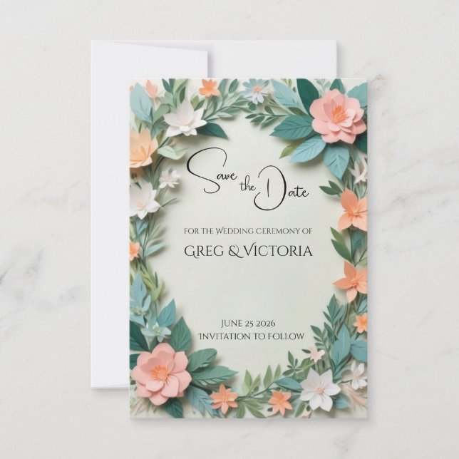Floral Save the Date Invitation (Front)