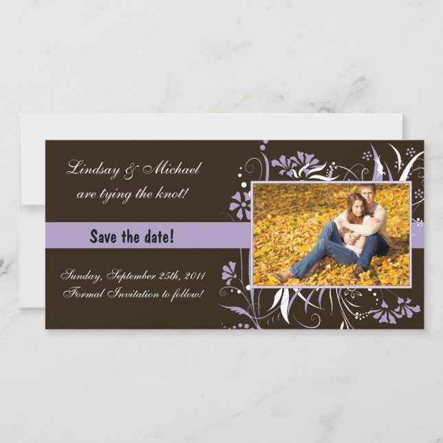 Floral Save the Date Wedding - Purple (Front)