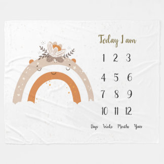 Floral scandi Rainbow Baby 1st year Milestone Fleece Blanket