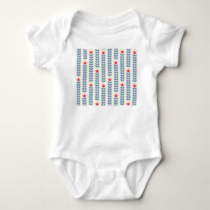 Floral Scandinavian Geometric Retro Wallpaper Baby Bodysuit