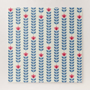 Floral Scandinavian Geometric Retro Wallpaper Jigsaw Puzzle