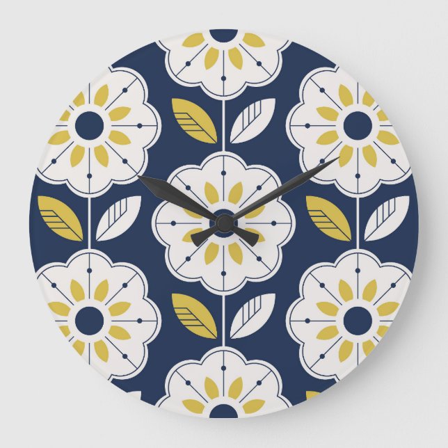 Floral Scandinavian Style Seamless Pattern Large Clock (Front)