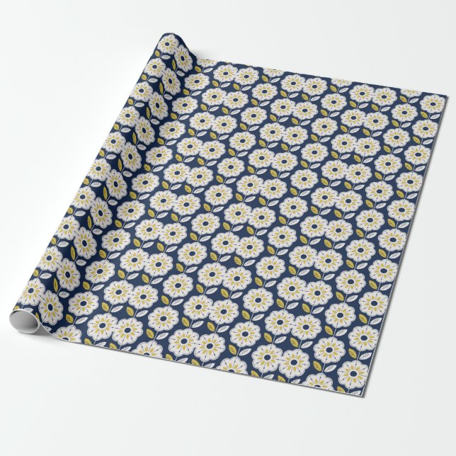 Floral Scandinavian Style Seamless Pattern Wrapping Paper (Unrolled)